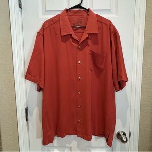 Tommy Bahama Men's XL 100% Silk Short Sleeve Button Down Red